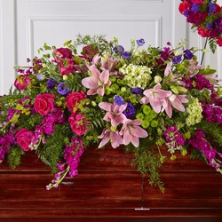 The Radiant Tribute Casket Spray from Visser's Florist and Greenhouses in Anaheim, CA